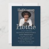 Uitnodiging voor 50e verjaardag met 'Half Century (Voorkant)