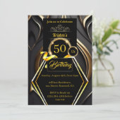 Uitnodiging voor 50e verjaardag van Black and Gold (Staand voorkant)