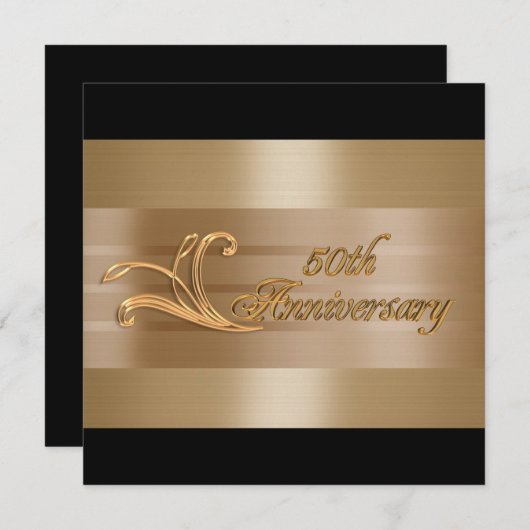 uitnodiging voor 50e verjaardag zwart goud (Voorkant / Achterkant)