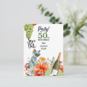 Uitnodiging voor 50e verjaardagsfeest 'save the da (Staand voorkant)