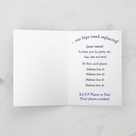 Uitnodiging voor 50e verjaardagsfeestje, humoristi (Binnen)