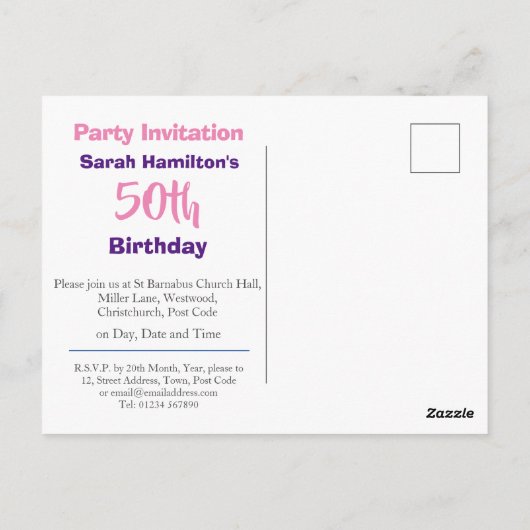 Uitnodiging voor 50e verpartij (Achterkant)