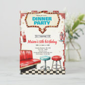 uitnodiging voor 50s dinerfeest (Staand voorkant)