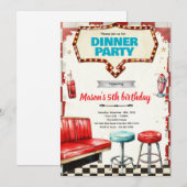 uitnodiging voor 50s dinerfeest (Voorkant / Achterkant)