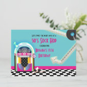 Uitnodiging voor 50's Jukebox Dance Party Sock Hop (Staand voorkant)