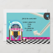 Uitnodiging voor 50's Jukebox Dance Party Sock Hop (Achterkant)