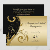 Uitnodiging voor 50ste huwelijksverjaardag in vint (Voorkant / Achterkant)