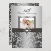 Uitnodiging voor 50ste trouwdag met bloemige spira (Voorkant / Achterkant)