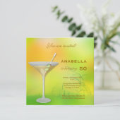 Uitnodiging voor 50ste verjaardag cocktail (Staand voorkant)