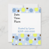 Uitnodiging voor 50ste verjaardag met blauwe polka (Achterkant)