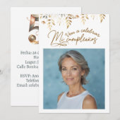 Uitnodiging voor 50ste verjaardag met foto (Voorkant / Achterkant)