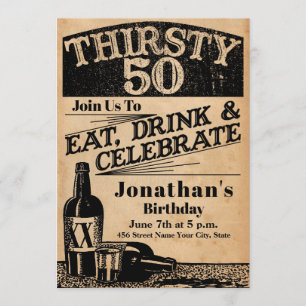 Uitnodiging voor 50ste verjaardag met Whiskey