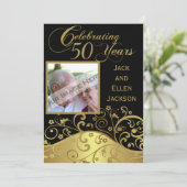 Uitnodiging voor 50ste verjaardagsfeest met foto (Staand voorkant)