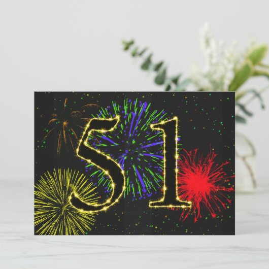 Uitnodiging voor 51e verjaardagsfeest (Staand voorkant)