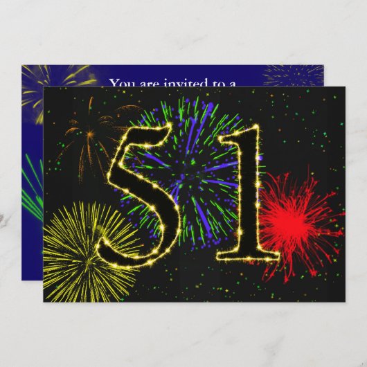Uitnodiging voor 51e verjaardagsfeest (Voorkant / Achterkant)