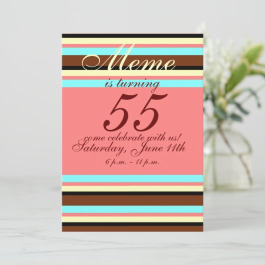 Uitnodiging voor 55e verjaardag (Staand voorkant)