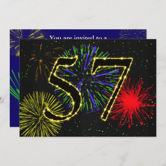 Uitnodiging voor 57e verjaardagsfeest (Voorkant / Achterkant)