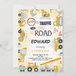 Uitnodiging voor 5e verjaardag bouw jongen