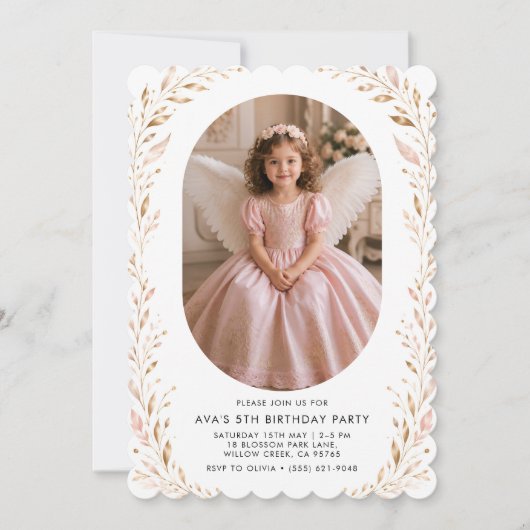 Uitnodiging voor 5e verjaardag van prinses engel m (Voorkant)