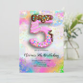 Uitnodiging voor 5e verjaardagsfeestje meisjes (Staand voorkant)