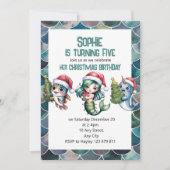 Uitnodiging voor 5e verjaardagsfeestje met kerstth (Voorkant)