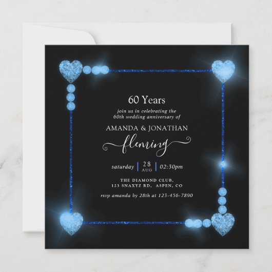 Uitnodiging voor 60-jarig bruiloftsjubileumfeest (Voorkant)