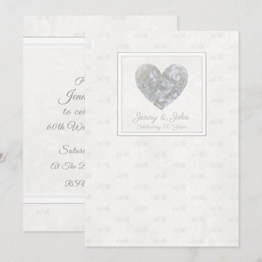 Uitnodiging voor 60-jarig diamanten bruiloftsjubil (Voorkant / Achterkant)