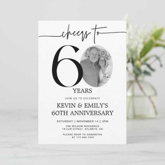 Uitnodiging voor 60-jarig jubileum met eenvoudige  (Staand voorkant)