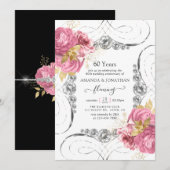Uitnodiging voor 60-jarig jubileumfeest met diaman (Voorkant / Achterkant)