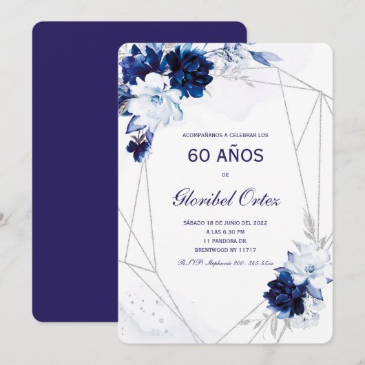 Uitnodiging voor 60-jarige vrouw (Voorkant / Achterkant)