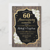 Uitnodiging voor 60e Jubileum - Rustic Wood Gold (Voorkant)