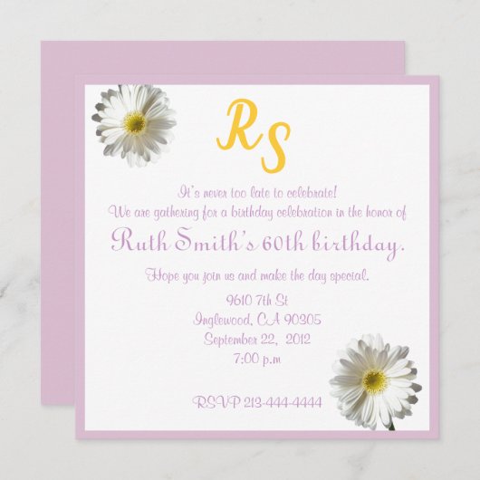 Uitnodiging voor 60e verjaardag (Voorkant / Achterkant)