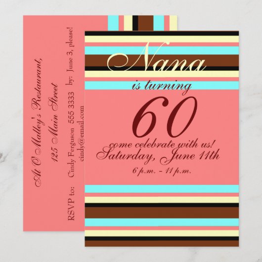 Uitnodiging voor 60e verjaardag (Voorkant / Achterkant)