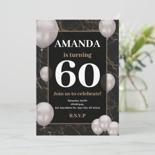 Uitnodiging voor 60e verjaardag (Staand voorkant)