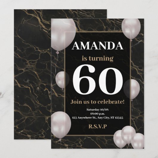 Uitnodiging voor 60e verjaardag (Voorkant / Achterkant)