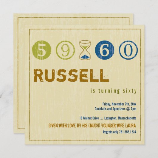 Uitnodiging voor 60e verjaardag - Aanpassen (Voorkant / Achterkant)