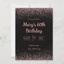 Uitnodiging voor 60e verjaardag – Glitter Confetti