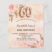 Uitnodiging voor 60e verjaardag met pampagras en r flyer (Voorkant)