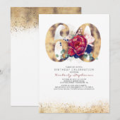 Uitnodiging voor 60e verjaardag - Navy Blue en Bou (Voorkant / Achterkant)