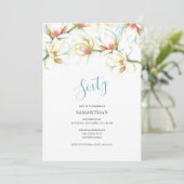 Uitnodiging voor 60e verjaardag Witte Magnolia's (Staand voorkant)