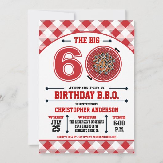 Uitnodiging voor 60e verjaardagsbarbecue (Voorkant)