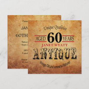 Uitnodiging voor 60e verjaardagsfeest   Vintage - 