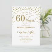 Uitnodiging voor 60e verjaardagsfeestje - Gold Whi (Staand voorkant)