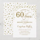 Uitnodiging voor 60e verjaardagsfeestje - Gold Whi (Voorkant / Achterkant)