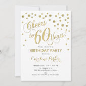 Uitnodiging voor 60e verjaardagsfeestje - Gold Whi (Voorkant)