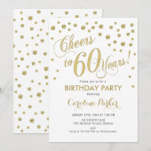 Uitnodiging voor 60e verjaardagsfeestje - Gold Whi (Voorkant / Achterkant)