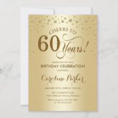 Uitnodiging voor 60e verjaardagsfeestje - Goud (Voorkant)