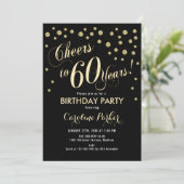 Uitnodiging voor 60e verjaardagsfeestje - Goud Zwa (Staand voorkant)
