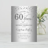 Uitnodiging voor 60e verjaardagsfeestje - Zilver (Staand voorkant)