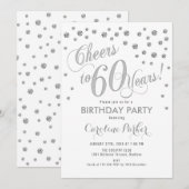 Uitnodiging voor 60e verjaardagsfeestje - Zilver W (Voorkant / Achterkant)